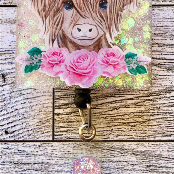 Adorable Cow Rose Badge Reel - Picture 3 of 4